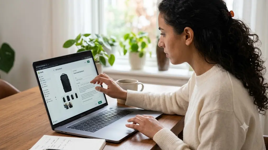 Entrepreneur shaking hands with a Shopify partner in a modern office setting