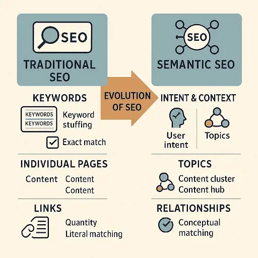 The Difference Between Traditional SEO and Semantic SEO: 2025 Expert Comparison