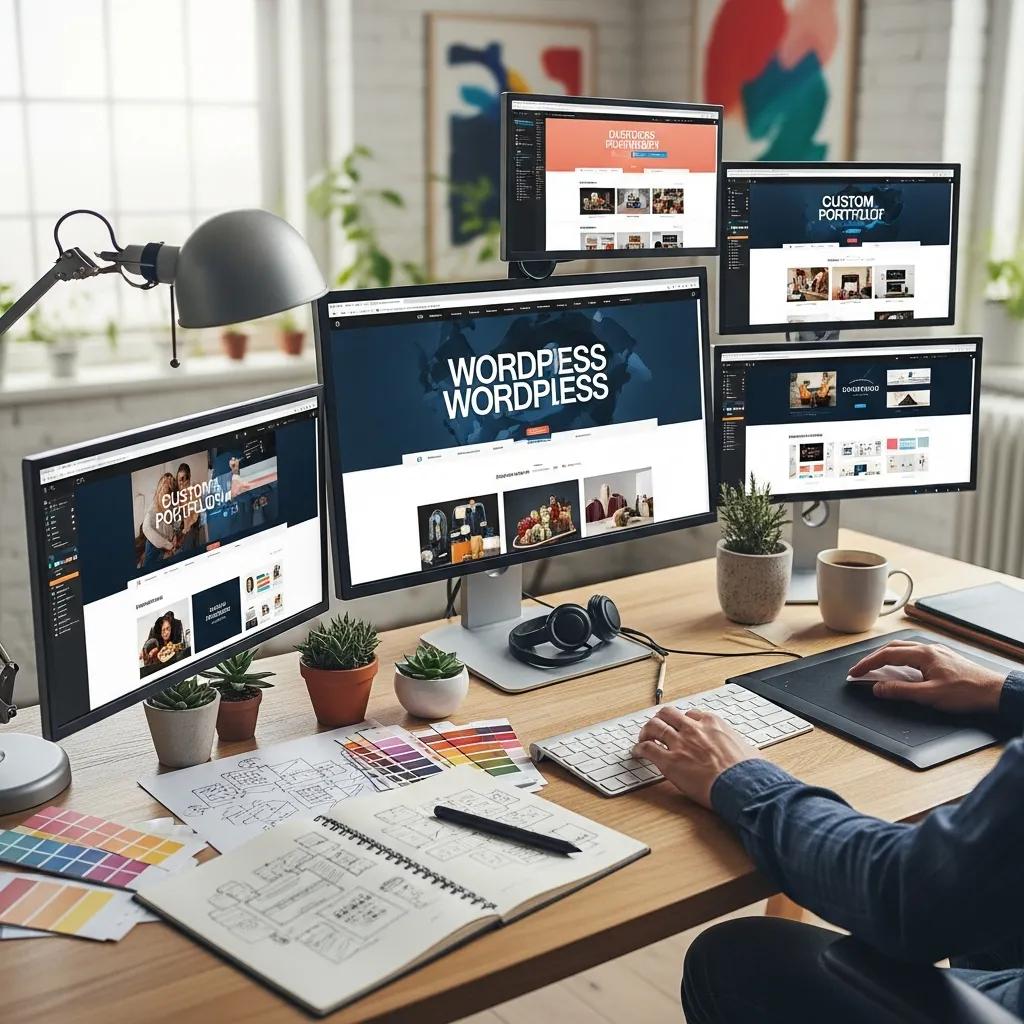 Designer tailoring a WordPress layout and brand components