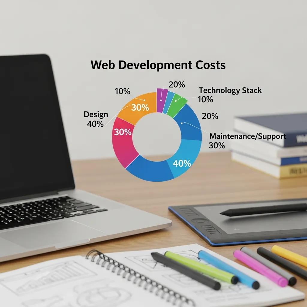Diagram showing the main factors that influence web development costs