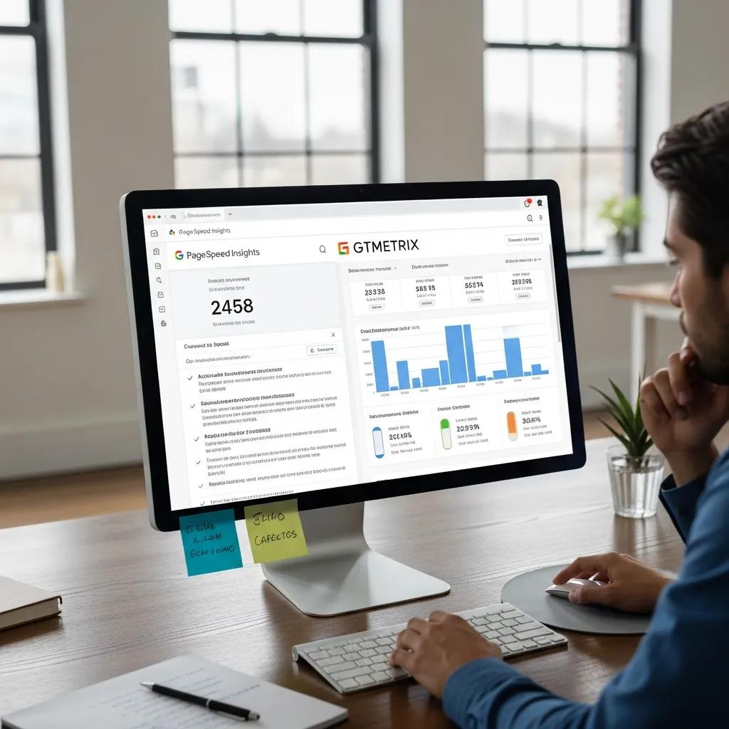 Team member reviewing site performance metrics and optimization opportunities