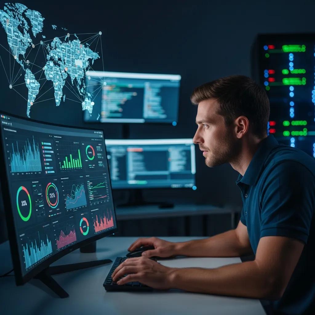 Engineer reviewing site speed and performance dashboards