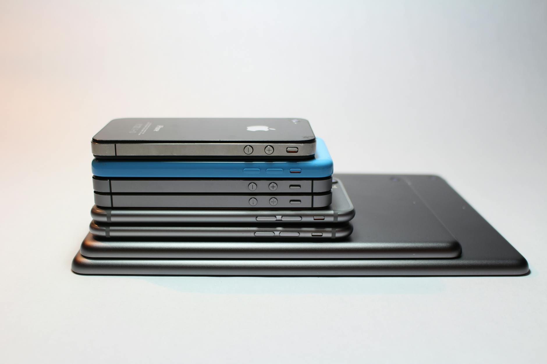 mobile phones stacked