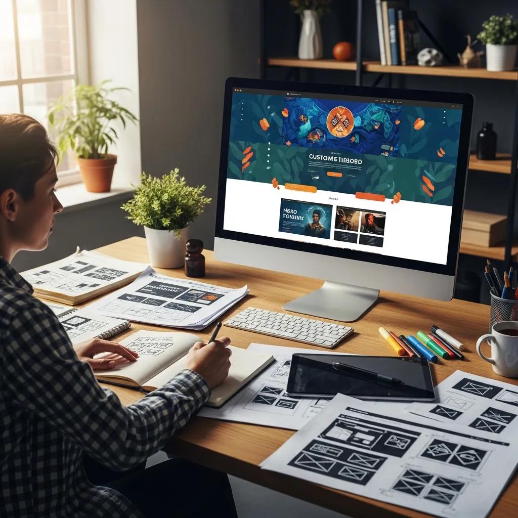 Designer sketching a custom website layout that boosts user engagement and conversions