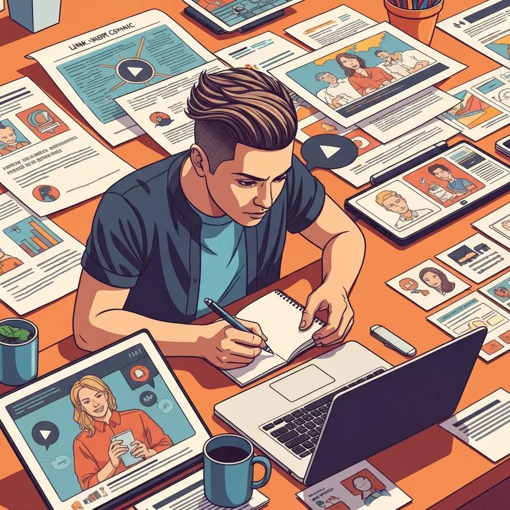 Person sketching content ideas for link-worthy assets