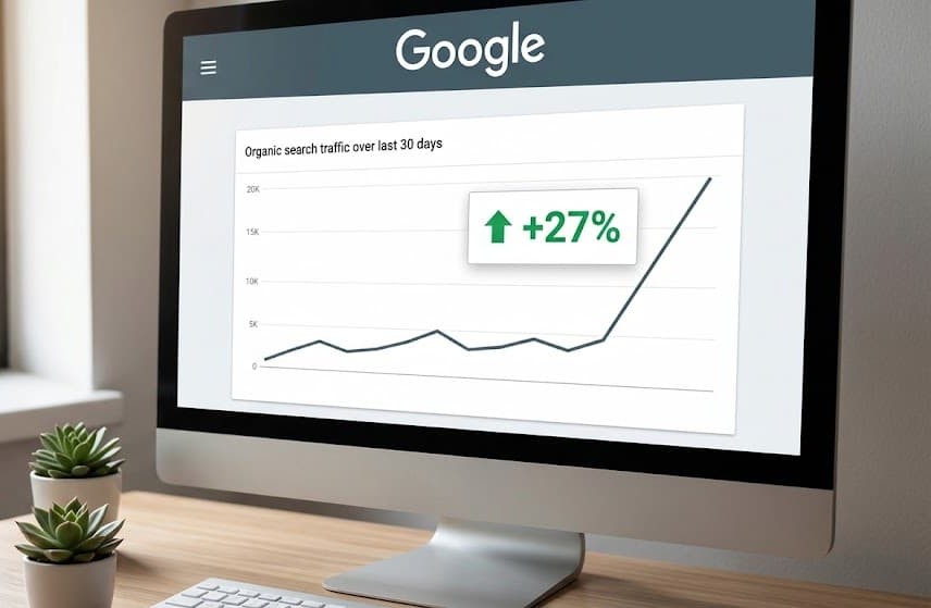 image showing a 27% incrase in Google rankings