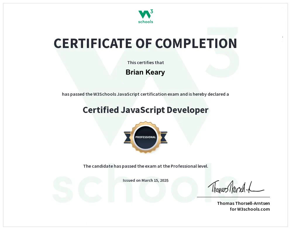 Certified JavaScript Developer - BKThemes