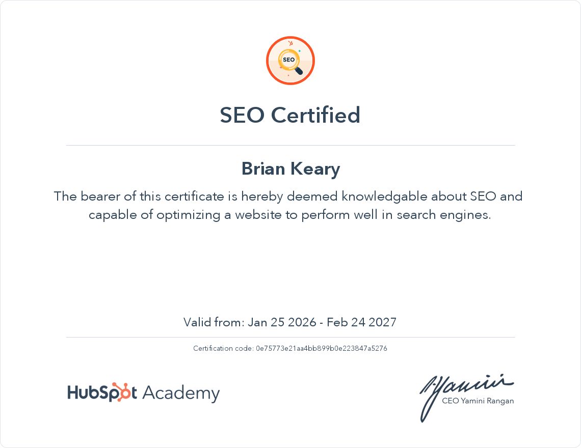 SEO Certification 2026 - BKThemes